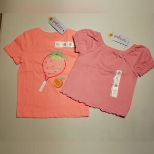 Cat & Jack Coral and Pink Kids T-Shirt Duo